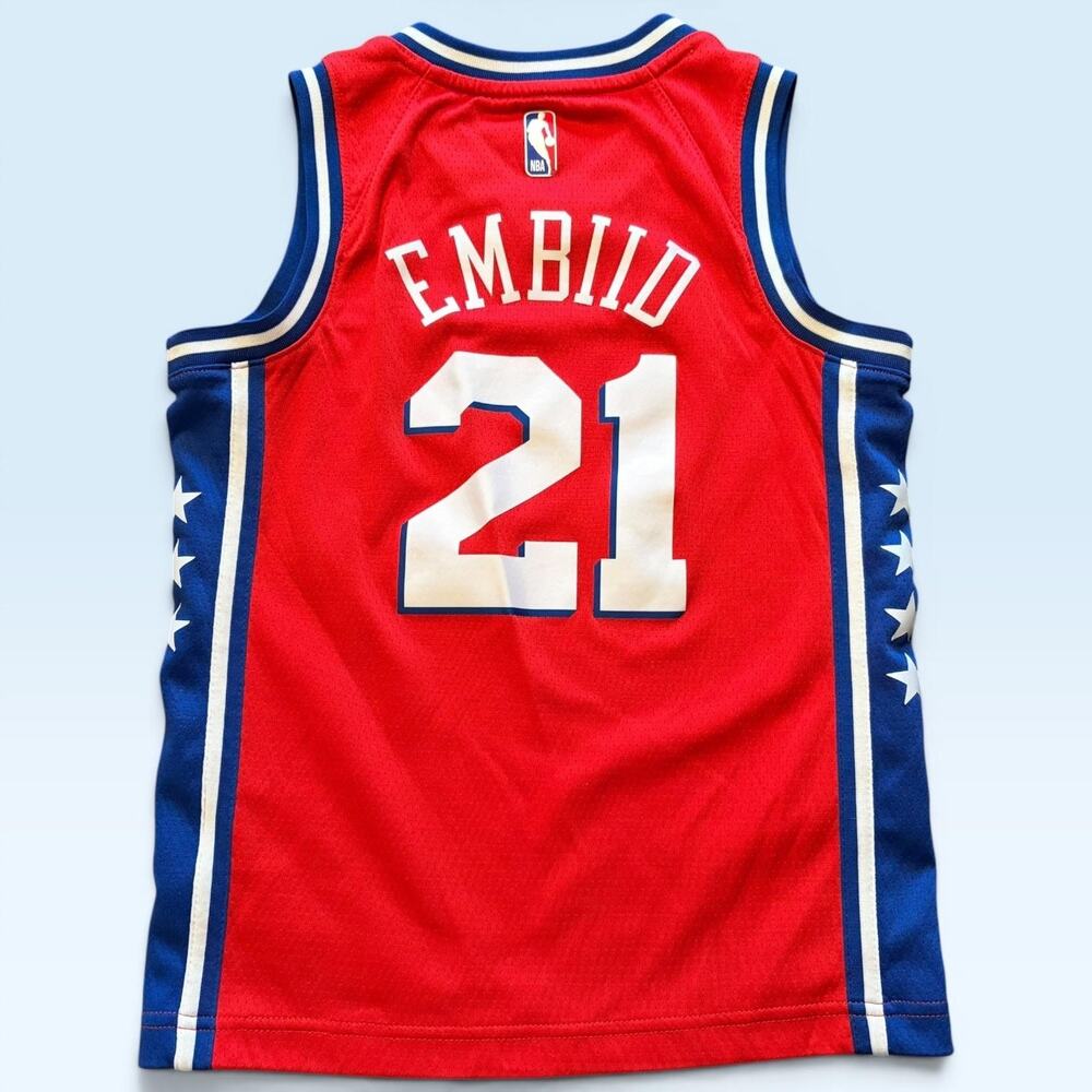 Philadelphia 76ers Jersey Boys Small Red NBA Basketball Joel Embiid 21 Nike